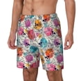 thumbnail image 1 of Picia Skulls and Roses pattern Mens Swim Trunks with Compression Liner Stretch Beach Shorts Quick Dry with Zipper Pockets No-Chafing Board Shorts-Medium, 1 of 9