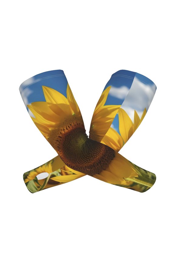 Sky Golden Sunflower Field Arm Sleeves for Men and Women - Tattoo Cover Up UPF 50+ Cooling Sports Sleeve for Basketball Golf Football-One Size