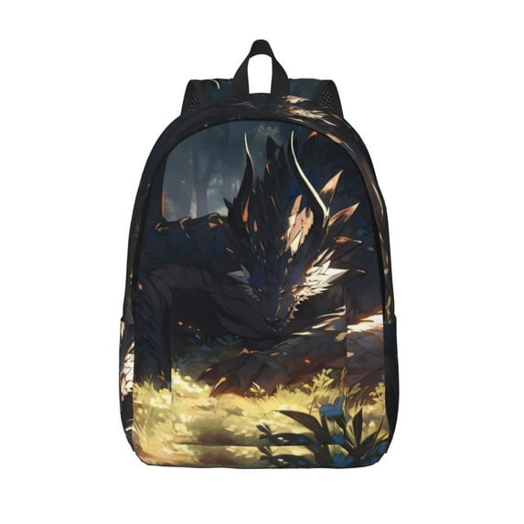 Picia Sleeping Dragon In Forest Printed Canvas Daypack - Stylish and Durable Vintage Compact Backpack - Class, Work, Travel, or Laptop Bookbag,Organized Compartments-Small