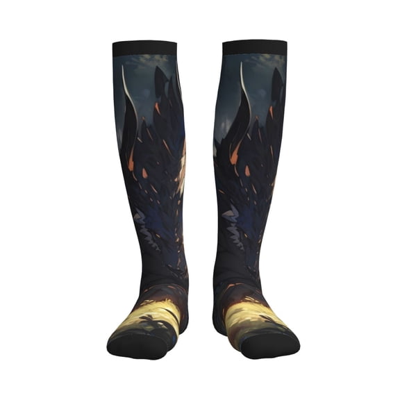 Picia Sleeping Dragon In Forest Printed Sports Compression Socks - 15-20mmHg Graduated Compression, High-Performance Soft and Breathable Socks for Men and Women