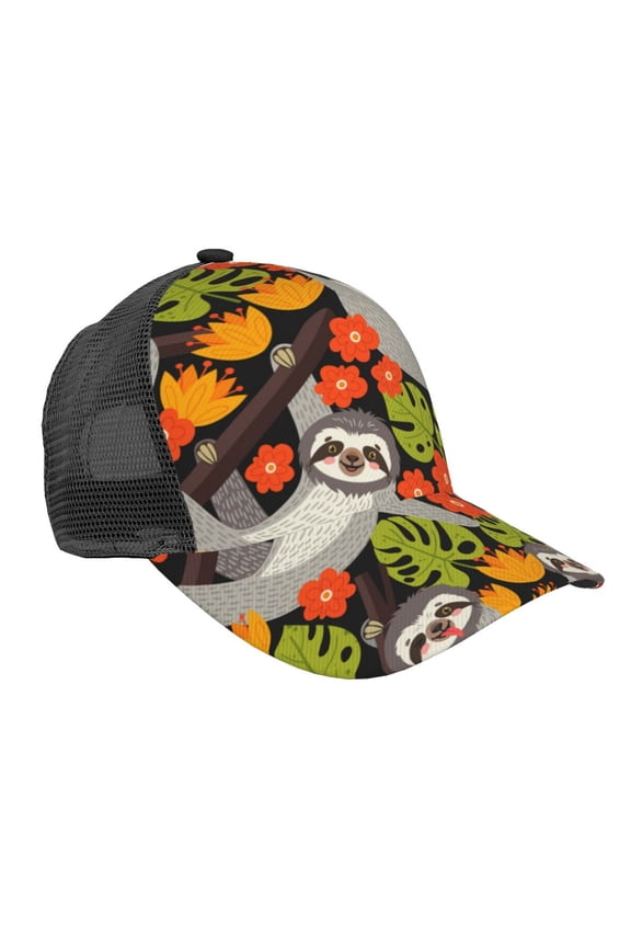Sloth on the Branch Pattern Trucker Hat,Baseball Cap,Sun Protection Cap,Stylish Headwear,Leisure Cap,Outdoor Sports Cap