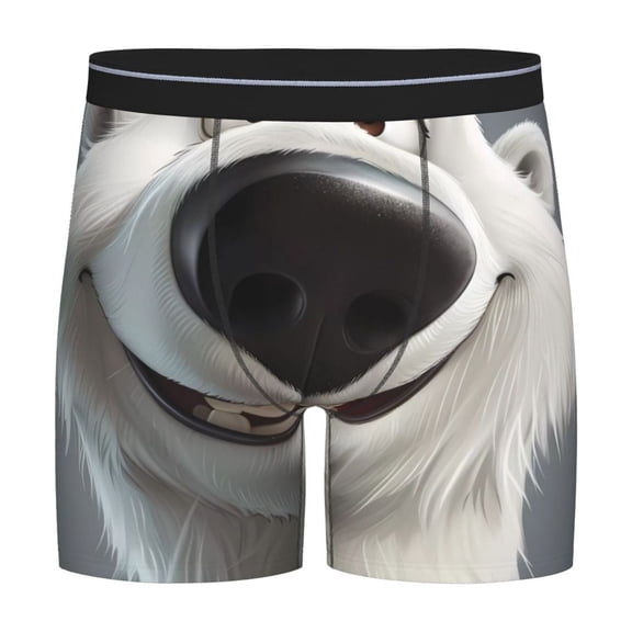 Picia Smiling Polar Bear Pattern Men's Athletic Long Leg Briefs , Performance Stretch Underwear，Moisture-Wicking