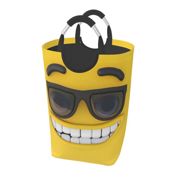 Picia Smiling With Sunglasses Laundry Basket With Handles Laundry Hamper Toys Storage Organizer Foldable Bucket Washing Bin Dirty Clothes Bag For Home Bathroom Bedroom Dorm