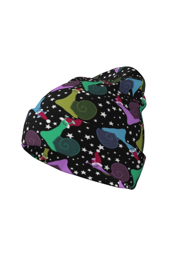 Snails 1 Pattern Knitted Beanie Hat for Men and Women , Unisex Winter Warm Stretchy Knit Cap Thick Fisherman Beanies Cuffed Plain Skull Caps