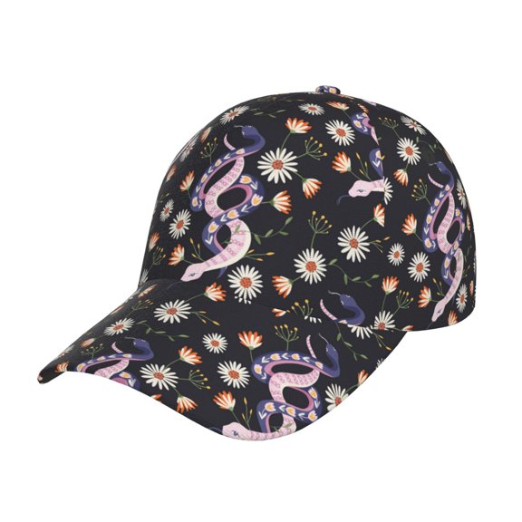 Picia Snake And Floral1 pattern Trucker Low Profile Hat Men Women Baseball Cap Dad Hat Adjustable Unconstructed Plain Cap