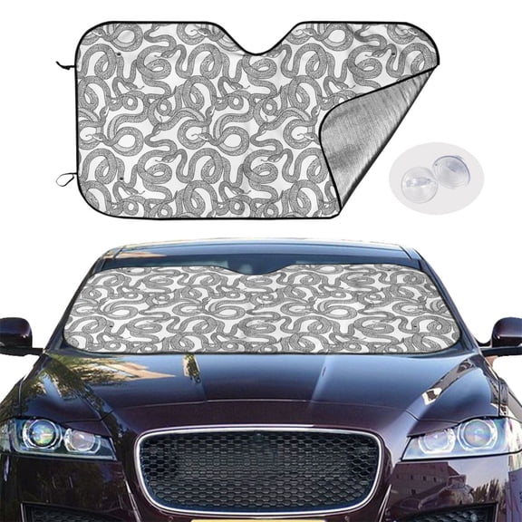 Picia Snake Curved Windshield Sunshade Accordion Folding Style Auto Shade for Car Truck SUV Van Blocks UV Ray Sun Visor Protector -Small