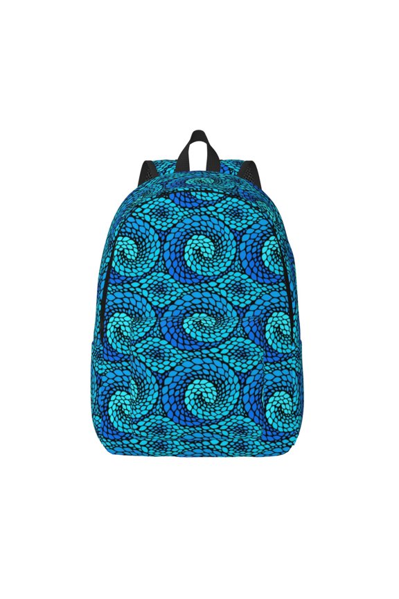 Snake Printed Canvas Daypack - Stylish and Durable Vintage Compact Backpack - Class, Work, Travel, or Laptop Bookbag,Organized Compartments-Small