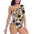 thumbnail image 1 of Picia Snake And Rose Pattern Women's One Piece Swimsuits,One Shoulder Swimwear Asymmetric ,Ruffle Monokinis Bathing Suits,High Waisted Flattering Bathing Suits-X-Large, 1 of 8