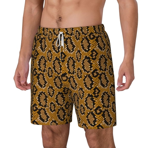 Picia Snake Skin pattern Mens Swim Trunks with Compression Liner Stretch Beach Shorts Quick Dry with Zipper Pockets No-Chafing Board Shorts-Large