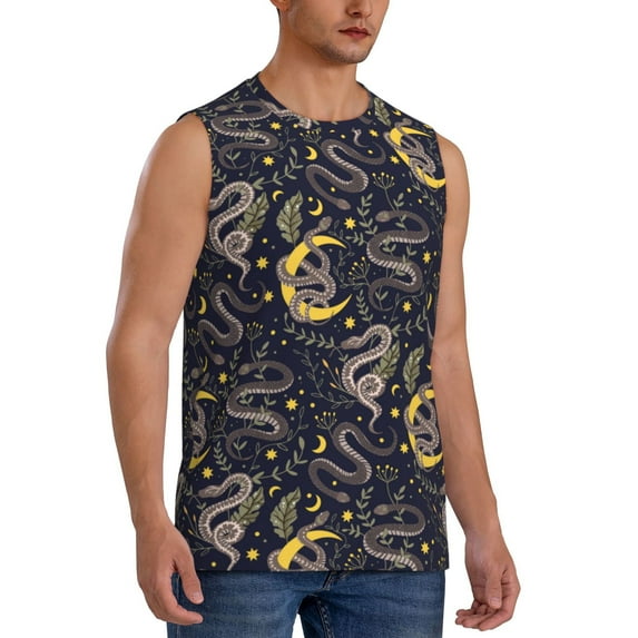 Picia Snake Sleep mens Cotton Tank Undershirts , Moisture-wicking Ribbed Tanks, Lightweight Cotton Tank Undershirts-X-Large