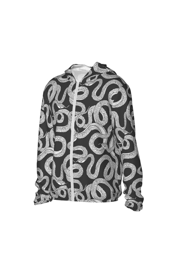 Snake Women's Men's UPF 50+ Sun Protection Hoodie Shirt Long Sleeve SPF Fishing Outdoor UV Hiking Lightweight Shirts-Large