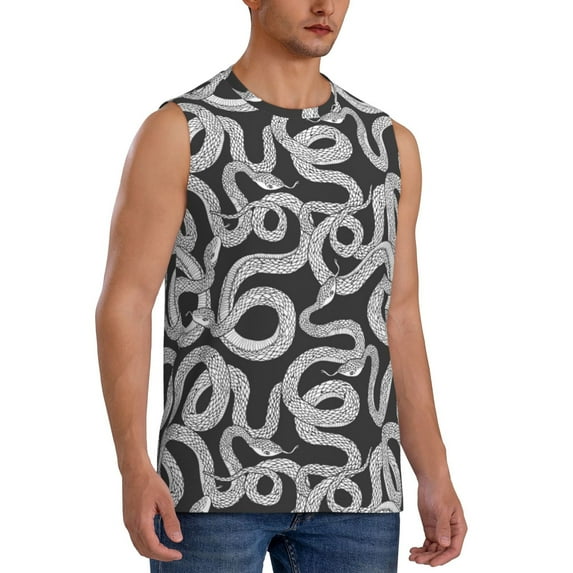 Picia Snake mens Cotton Tank Undershirts , Moisture-wicking Ribbed Tanks, Lightweight Cotton Tank Undershirts-3X-Large