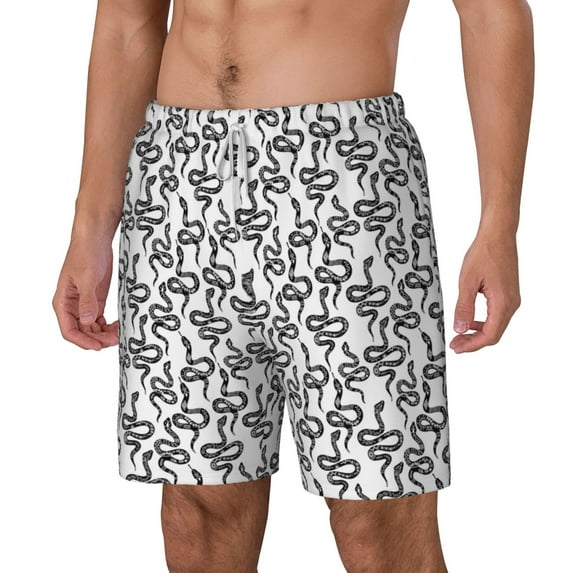 Picia Snake pattern Mens Swim Trunks with Compression Liner Stretch Beach Shorts Quick Dry with Zipper Pockets No-Chafing Board Shorts-Large