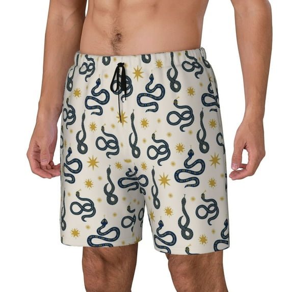 Picia Snake pattern Mens Swim Trunks with Compression Liner Stretch Beach Shorts Quick Dry with Zipper Pockets No-Chafing Board Shorts-X-Large