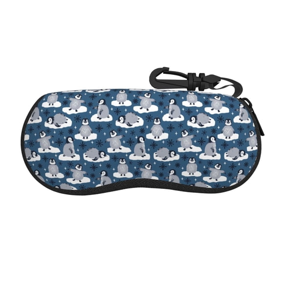 Picia Snow Penguin Print Sunglasses Case, Eyeglasses Case Protector Large Glasses Case, Key Lock Case Protective Glasses Holder Eyeglasses Cases