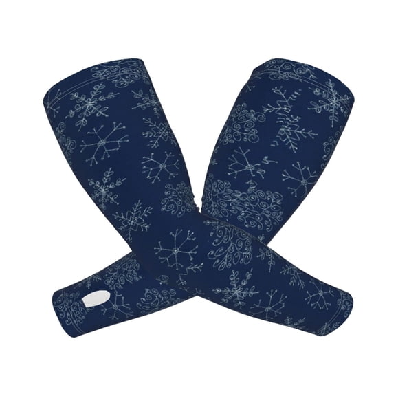 Picia Snowflake Dark Blue Arm Sleeves for Men and Women - Tattoo Cover Up UPF 50+ Cooling Sports Sleeve for Basketball Golf Football-One Size
