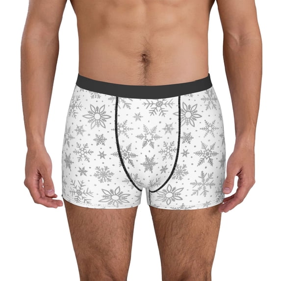 Picia Snowflake Minimalist Pattern Men’s Boxer Briefs – Soft & Breathable Underwear, Stretchy & Comfortable Fit, Supportive Pouch Design, Moisture-Wicking-X-Large