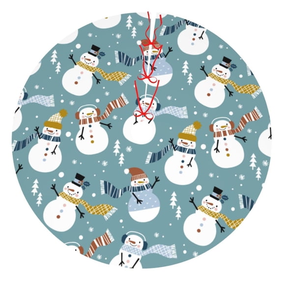Picia Snowflake Scarf Snowman Print Christmas Tree Skirt , Christmas Tree Skirt Ornaments for Merry Christmas Holiday Party Decorations Indoor Outdoor-36"