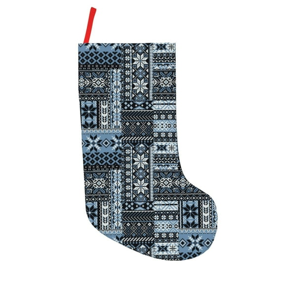 Picia Snowflake Vintage Pattern for 18in Christmas Stockings, Xmas Stocking for Kids, Holiday and Family Stocking for Fireplace or Party Decoration