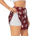 thumbnail image 1 of Picia Snowflake red plaid Pattern Women's 2 in 1 Athletic Running Shorts High Waisted Workout Casual Gym Sweat Shorts with Comfy Liner Zipper Pockets-Small, 1 of 9