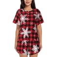 thumbnail image 1 of Picia Snowflakes On A Buffalo Plaid Pajamas Sets for Women Soft Short-Sleeved Pjs with Lounge Shorts Two Piece Sleepwear-Small, 1 of 9