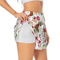 thumbnail image 1 of Picia Snowflakes Santa Claus Pattern Women's 2 in 1 Athletic Running Shorts High Waisted Workout Casual Gym Sweat Shorts with Comfy Liner Zipper Pockets-Large, 1 of 9