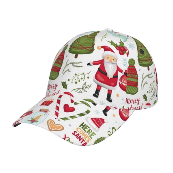Picia Snowflakes Santa Claus pattern Trucker Low Profile Hat Men Women Baseball Cap Dad Hat Adjustable Unconstructed Plain Cap