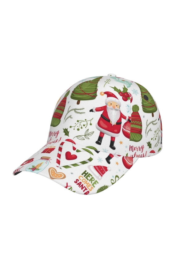 Snowflakes Santa Claus pattern Trucker Low Profile Hat Men Women Baseball Cap Dad Hat Adjustable Unconstructed Plain Cap