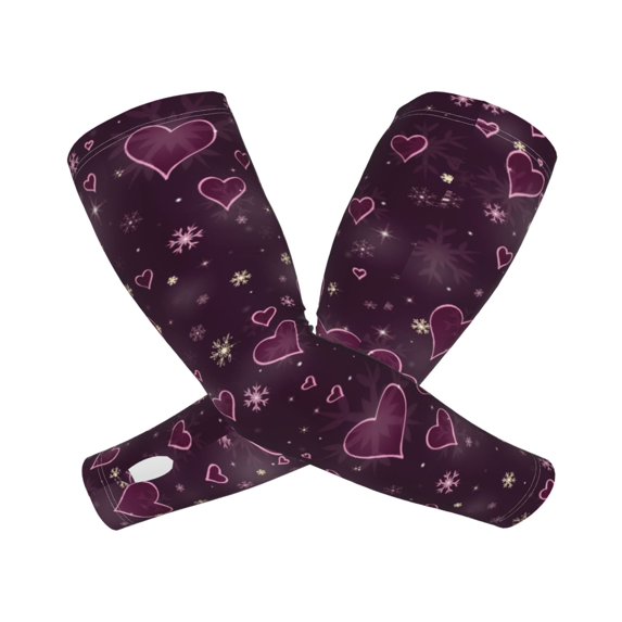 Picia Snowflakes and Hearts Arm Sleeves for Men and Women - Tattoo Cover Up UPF 50+ Cooling Sports Sleeve for Basketball Golf Football-One Size