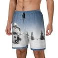 thumbnail image 1 of Picia Snowman And Christmas Tree pattern Mens Swim Trunks with Compression Liner Stretch Beach Shorts Quick Dry with Zipper Pockets No-Chafing Board Shorts-Small, 1 of 9