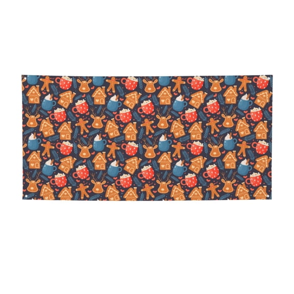 Picia Snowman house leaf Pattern Party Banner, Festive Decoration, Holiday Banner, Celebration Decor, Event Banner, Reusable Party Banner-Small