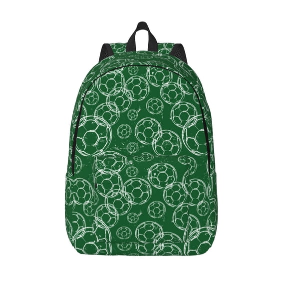 Picia Soccer Printed Canvas Daypack - Stylish and Durable Vintage Compact Backpack - Class, Work, Travel, or Laptop Bookbag,Organized Compartments-Small
