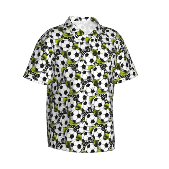 Picia Soccer and Football Gentle Cotton Regular Fit Short Sleeve Casual Hawaiian Shirt for Men-Small