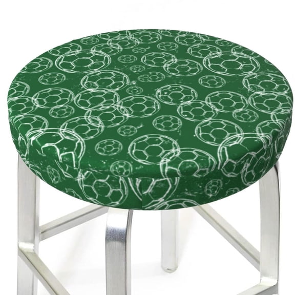 Picia Soccer pattern Round Stool Covers Comfy Seat Covers Stretch Removable WashableChair Slipcover Round Bar Chair Cushion Cover-13 inch