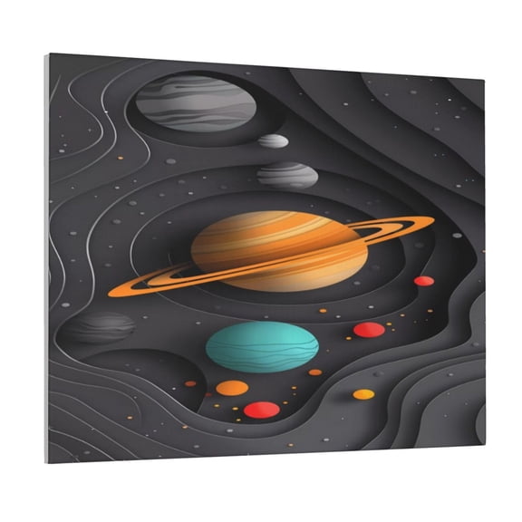 Picia Solar System Paper Art Pattern Decorative Picture – Unique Wall Art, Modern Canvas Print for Trendy Interiors (Horizontal)