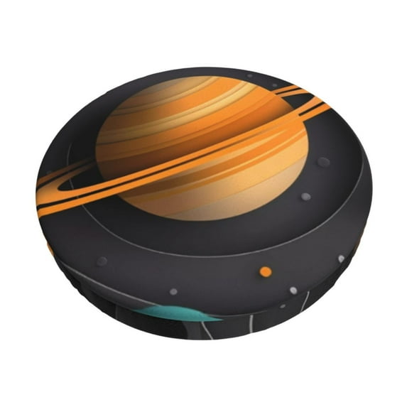 Picia Solar System Paper Art Pattern Round Stool Covers Comfy Seat Covers Stretch Removable Washable Chair Slipcover Round Bar Chair Cushion Cover-14 inch