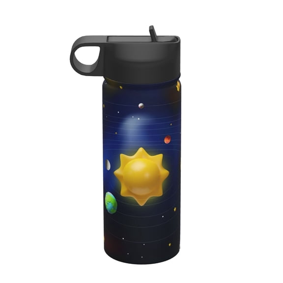 Picia Solar System Pattern 18oz Sports Insulated Kettle With Straw Insulated Water Bottle For Running Hiking Cycling Climbing Men'S Woman Insulated Water Bottle