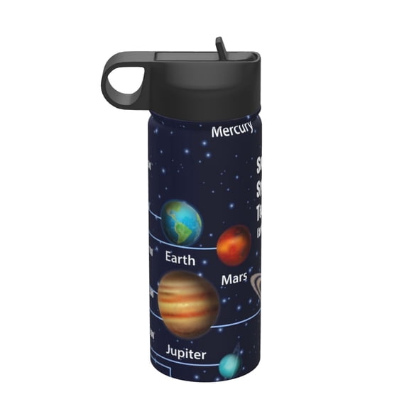 Picia Solar System Pattern 18oz Sports Insulated Kettle With Straw Insulated Water Bottle For Running Hiking Cycling Climbing Men'S Woman Insulated Water Bottle