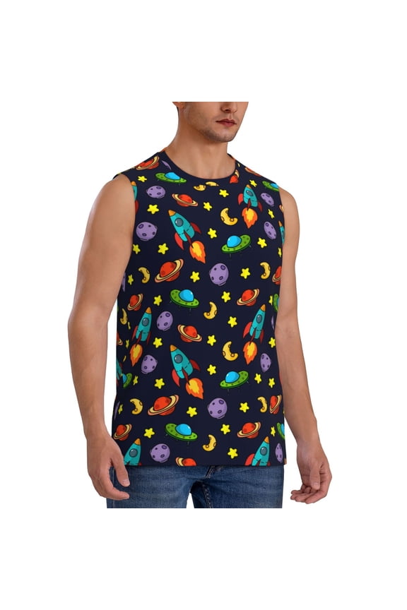 Space D mens Cotton Tank Undershirts , Moisture-wicking Ribbed Tanks, Lightweight Cotton Tank Undershirts-Large