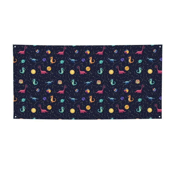 Picia Space Dinosaur Pattern Party Banner, Festive Decoration, Holiday Banner, Celebration Decor, Event Banner, Reusable Party Banner-Medium