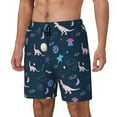 thumbnail image 1 of Picia Space Dinosaur pattern Mens Swim Trunks with Compression Liner Stretch Beach Shorts Quick Dry with Zipper Pockets No-Chafing Board Shorts-3X-Large, 1 of 9