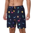 thumbnail image 1 of Picia Space Dinosaur pattern Mens Swim Trunks with Compression Liner Stretch Beach Shorts Quick Dry with Zipper Pockets No-Chafing Board Shorts-Medium, 1 of 9