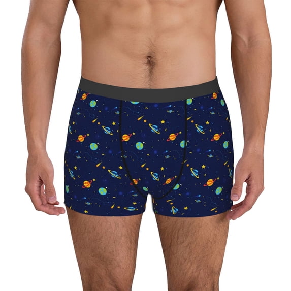Picia Space Galaxy Pattern Men’s Boxer Briefs – Soft & Breathable Underwear, Stretchy & Comfortable Fit, Supportive Pouch Design, Moisture-Wicking-XX-Large