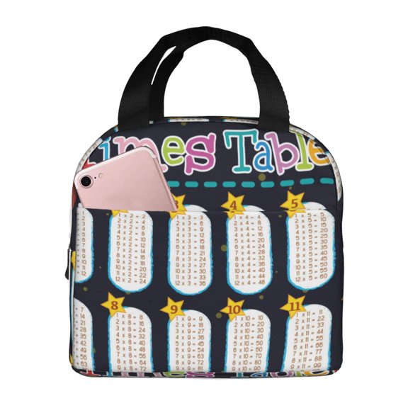 Picia Space Math Times Tables Printed Lunch box Lunch bag for Men Women Large Capacity Lunchbox Reusable Lunch Bags Insulated Lunch Bag Lunch Box Cooler