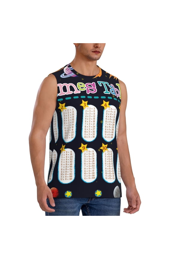 Space Math Times Tables mens Cotton Tank Undershirts , Moisture-wicking Ribbed Tanks, Lightweight Cotton Tank Undershirts-3X-Large