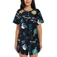 thumbnail image 1 of Picia Space Pajamas Sets for Women Soft Short-Sleeved Pjs with Lounge Shorts Two Piece Sleepwear-3X-Large, 1 of 9