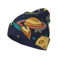 thumbnail image 1 of Picia Space Pattern Knitted Beanie Hat for Men and Women , Unisex Winter Warm Stretchy Knit Cap Thick Fisherman Beanies Cuffed Plain Skull Caps, 1 of 6