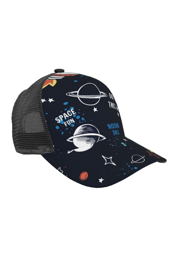 Space Pattern Trucker Hat,Baseball Cap,Sun Protection Cap,Stylish Headwear,Leisure Cap,Outdoor Sports Cap