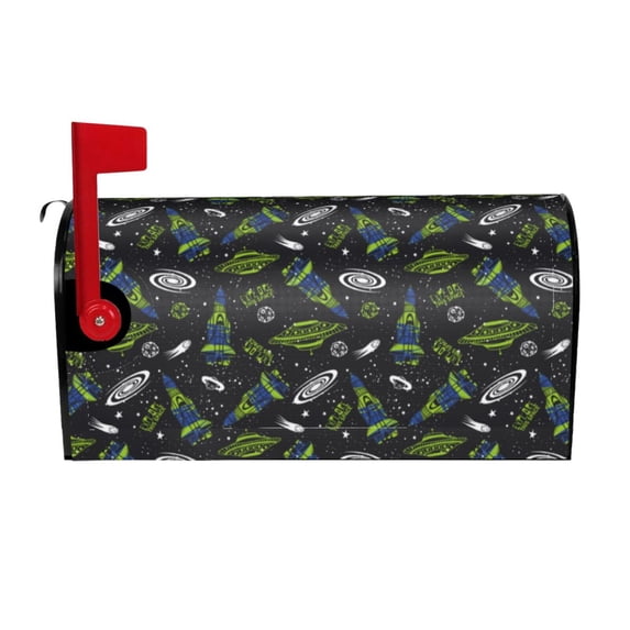 Picia Space Rockets Magnetic Mailbox Cover Standard Size-21x18 in