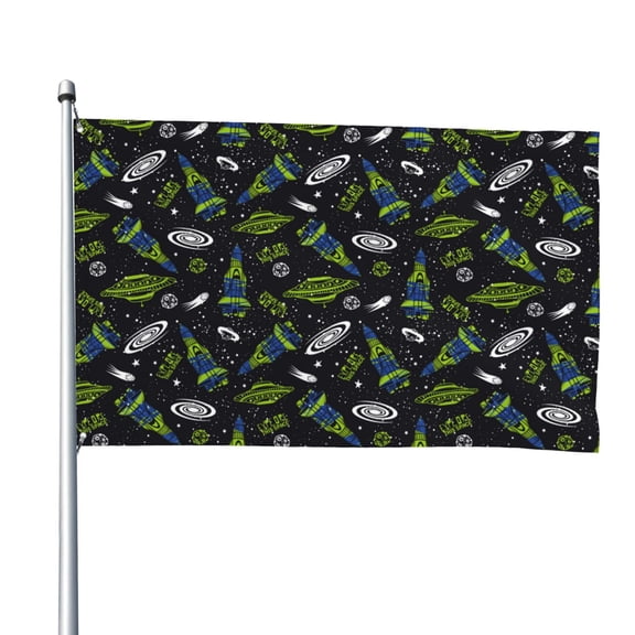 Picia Space Rockets Printed Flag ,Space Rockets Pattern Garden Flag Vertical Double,Yard Lawn Outdoor Decor 48x72"